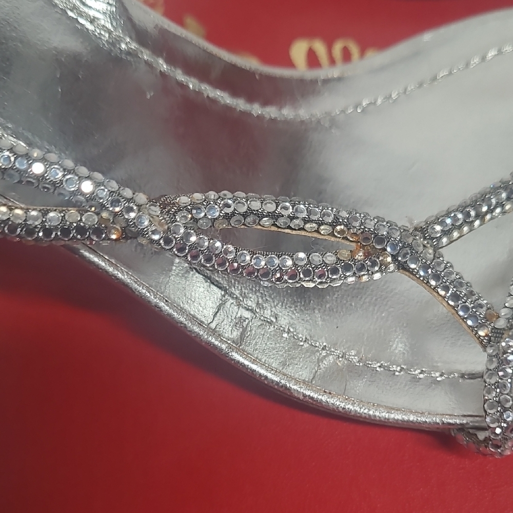 Rene Caovilla Silver Stiletto Heels Strappy Design - Picture 5 of 15
